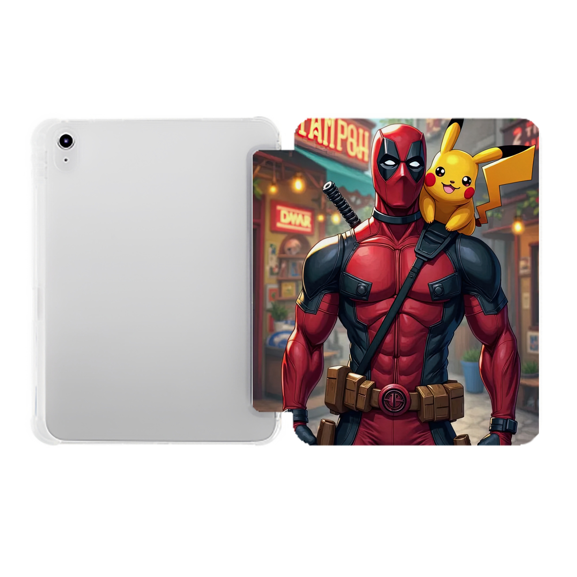 （画像用） Deadpool デッドプール IPad ケース ペン収納付き 三つ折りスタンド PUレザー×シリコン 対応機種9.5/10.5/10.9インチ